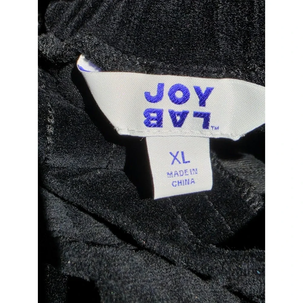 JoyLab Black Velour Wide Leg Lounge Pants Womens XL Drawstring Pockets Soft